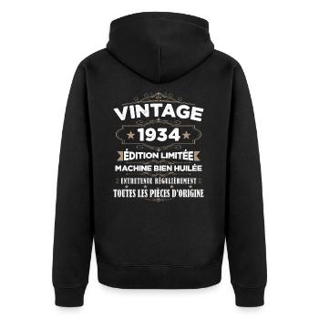 Vintage 1934 Edition Limitée - Veste à capuche bio Premium Unisexe - noir - Dos - Nico (187cm)