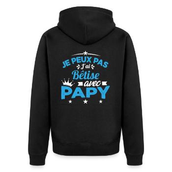 Je peux pas J'ai Bêtise Avec Papy Cadeau - Veste à capuche bio Premium Unisexe - noir - Dos - Nico (187cm)