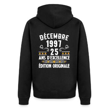 25 Ans Anniversaire Vintage Né(e) en Décembre 1997 - Veste à capuche bio Premium Unisexe - noir - Dos - Nico (187cm)