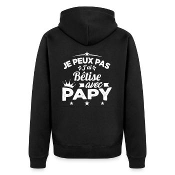 Je peux pas J'ai Bêtise Avec Papy Cadeau - Veste à capuche bio Premium Unisexe - noir - Dos - Nico (187cm)