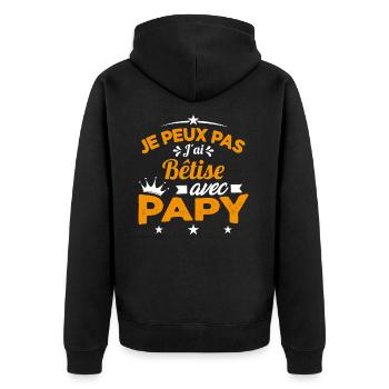 Je peux pas J'ai Bêtise Avec Papy Cadeau - Veste à capuche bio Premium Unisexe - noir - Dos - Nico (187cm)