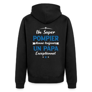 Pompier futur papa sapeur pompier anniversaire - Veste à capuche bio Premium Unisexe - noir - Dos - Nico (187cm)