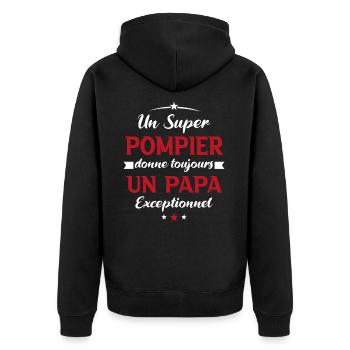 Pompier futur papa sapeur pompier anniversaire - Veste à capuche bio Premium Unisexe - noir - Dos - Nico (187cm)