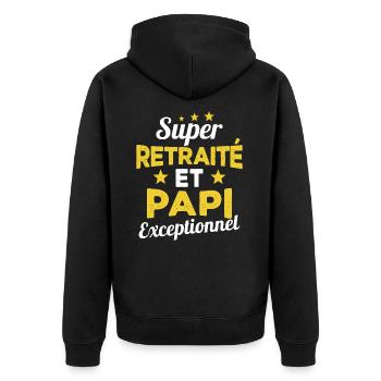 Super Retraité et Papi Exceptionnel Humour Cadeau - Veste à capuche bio Premium Unisexe - noir - Dos - Nico (187cm)