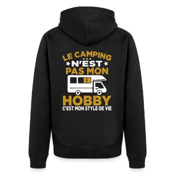 J'aime Camping C'est Mon Style De Vie Camping Car - Veste à capuche bio Premium Unisexe - noir - Dos - Nico (187cm)