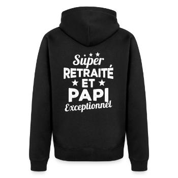 Super Retraité et Papi Exceptionnel Humour Cadeau - Veste à capuche bio Premium Unisexe - noir - Dos - Nico (187cm)