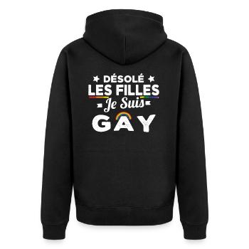 Désolé Les Filles Je Suis Gay LGBT Gaypride - Veste à capuche bio Premium Unisexe - noir - Dos - Nico (187cm)