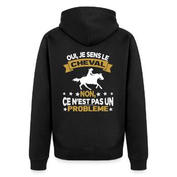 Oui Je Sens Le Cheval non ce n est pas un problème - Veste à capuche bio Premium Unisexe - noir - Dos - Nico (187cm)