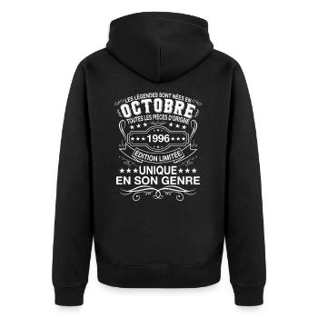 Les légendes sont nées en Octobre 1996 Cadeau - Veste à capuche bio Premium Unisexe - noir - Dos - Nico (187cm)