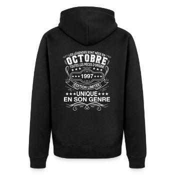 Les légendes sont nées en Octobre 1997 Cadeau - Veste à capuche bio Premium Unisexe - noir - Dos - Nico (187cm)