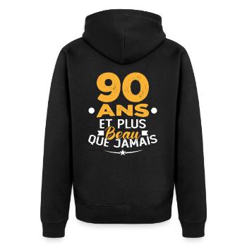 90 Ans et plus beau que jamais - Veste à capuche bio Premium Unisexe - noir - Dos - Nico (187cm)