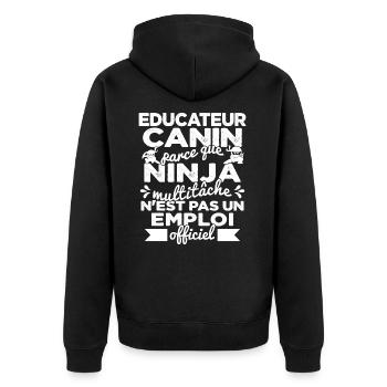 Educateur Canin Drôle Cadeau Ninja Humor - Veste à capuche bio Premium Unisexe - noir - Dos - Nico (187cm)