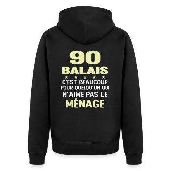 90 balais Drôle Cadeau Anniversaire 90 ans - Veste à capuche bio Premium Unisexe - noir - Dos - Nico (187cm)