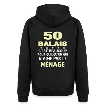 50 balais Drôle Cadeau Anniversaire 50 ans - Veste à capuche bio Premium Unisexe - noir - Dos - Nico (187cm)
