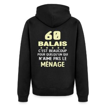 60 balais Drôle Cadeau Anniversaire 60 ans - Veste à capuche bio Premium Unisexe - noir - Dos - Nico (187cm)