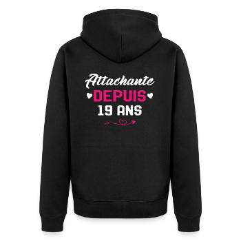 Femme Cadeau Anniversaire 19 ans Fille Humour - Veste à capuche bio Premium Unisexe - noir - Dos - Nico (187cm)