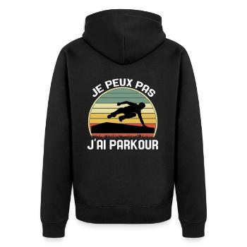 Je Peux Pas J'ai Parkour - Veste à capuche bio Premium Unisexe - noir - Dos - Nico (187cm)
