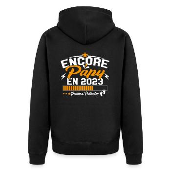 Annonce Grossesse Encore Papy 2023 Cadeau - Veste à capuche bio Premium Unisexe - noir - Dos - Nico (187cm)
