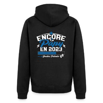 Annonce Grossesse Encore Papy 2023 Cadeau - Veste à capuche bio Premium Unisexe - noir - Dos - Nico (187cm)