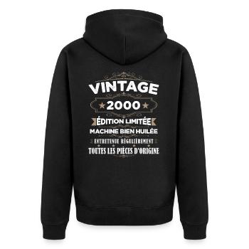 Vintage 2000 Édition Limitée - Veste à capuche bio Premium Unisexe - noir - Dos - Nico (187cm)
