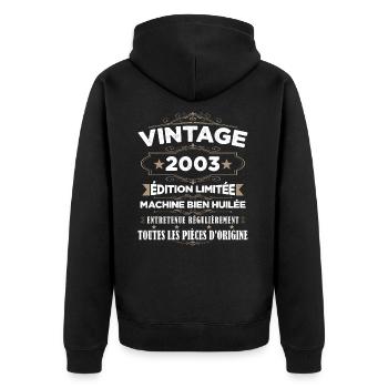 Vintage 2003 Édition Limitée - Veste à capuche bio Premium Unisexe - noir - Dos - Nico (187cm)