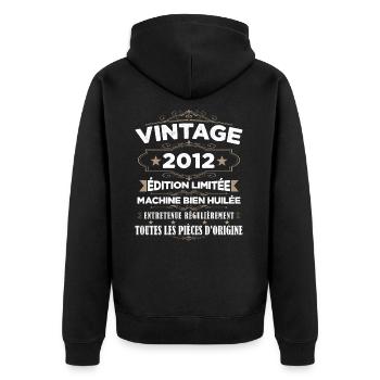 Vintage 2012 Edition Limitée - Veste à capuche bio Premium Unisexe - noir - Dos - Nico (187cm)
