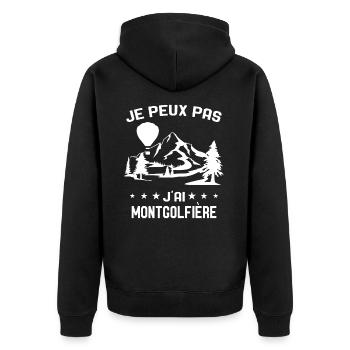 Je peux pas j'ai Montgolfière Humour Montgolfiere - Veste à capuche bio Premium Unisexe - noir - Dos - Nico (187cm)