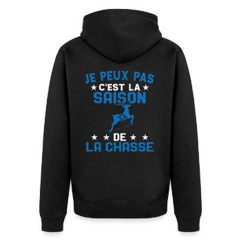 C'est La Saison De La Chasse Humour Chasseur - Veste à capuche bio Premium Unisexe - noir - Dos - Nico (187cm)