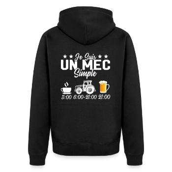 Je Suis Un Mec Simple Cafe Tracteur l'apéro - Veste à capuche bio Premium Unisexe - noir - Dos - Nico (187cm)