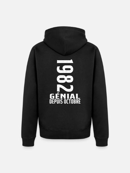 Génial(e) Depuis Octobre 1982 - Veste à capuche bio Premium Unisexe - noir