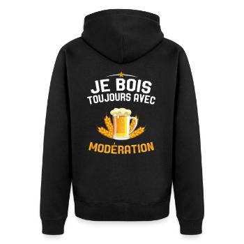 Je Bois Toujours Avec Modération Humour Apéro - Veste à capuche bio Premium Unisexe - noir - Dos - Nico (187cm)