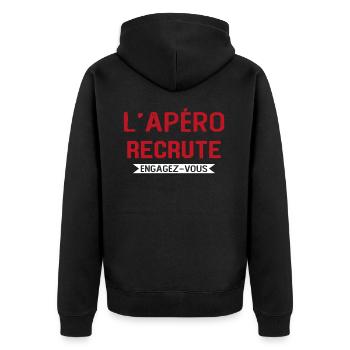 L'apéro Recrute Engagez-vous - Veste à capuche bio Premium Unisexe - noir - Dos - Nico (187cm)