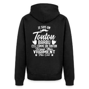Tonton Barbu Humour Cadeau Onlce - Veste à capuche bio Premium Unisexe - noir - Dos - Nico (187cm)