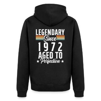 Legendär seit 1972 Geschenk - Unisex Premium Bio Zip Hoodie - Schwarz - Hinten - Nico (187cm)