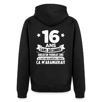 16 ans anniversaire 16 anniversaire cadeau 16 ans - Veste à capuche bio Premium Unisexe - noir - Dos - Nico (187cm)