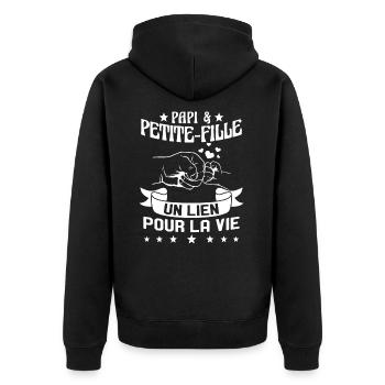 Papi & Petite Fille Grand Père Papy Cadeau - Veste à capuche bio Premium Unisexe - noir - Dos - Nico (187cm)