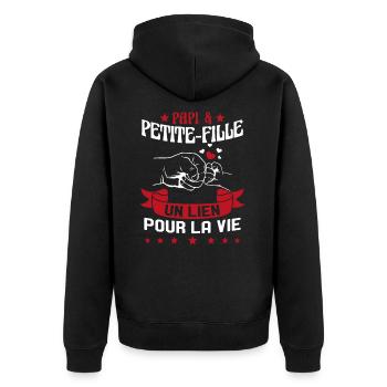 Papi & Petite Fille Grand Père Papy Cadeau - Veste à capuche bio Premium Unisexe - noir - Dos - Nico (187cm)