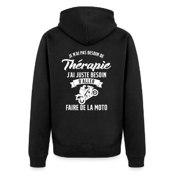 Motarde Besoin de faire de la Moto Humour Cadeau - Veste à capuche bio Premium Unisexe - noir - Dos - Nico (187cm)