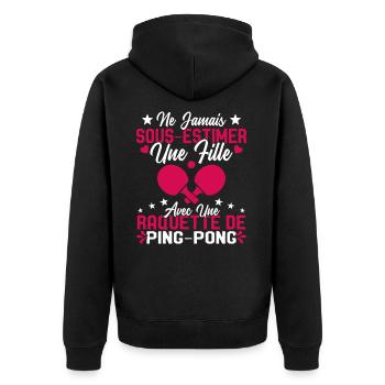 Une fille et joueur de ping pong Cadeau Humour - Veste à capuche bio Premium Unisexe - noir - Dos - Nico (187cm)