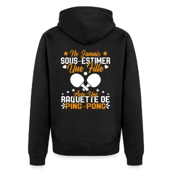 Une fille et joueur de ping pong Cadeau Humour - Veste à capuche bio Premium Unisexe - noir - Dos - Nico (187cm)