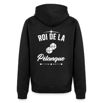 Roi de la Pétanque Humour Cadeau Pétanque - Veste à capuche bio Premium Unisexe - noir - Dos - Nico (187cm)