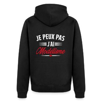Je Peux Pas J'ai Modélisme - Veste à capuche bio Premium Unisexe - noir - Dos - Nico (187cm)