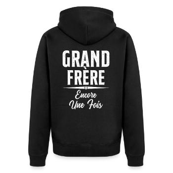 Grand Frère Encore Une Fois Annonce Grossesse - Veste à capuche bio Premium Unisexe - noir - Dos - Nico (187cm)