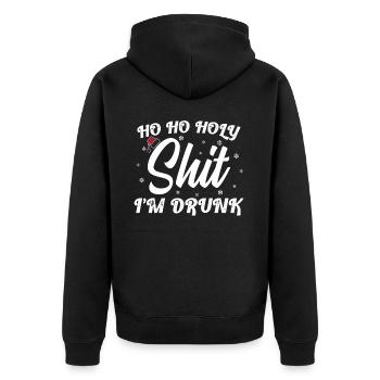 Ho Ho Holy Shit I'm Drunk Funny Christmas Xmas Win - Unisex Premium Organic Zip Hoodie - black - Back - Nico (187cm)
