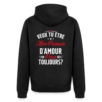 Veux Tu Être Mon Parrain D'amour pour toujours - Veste à capuche bio Premium Unisexe - noir - Dos - Nico (187cm)