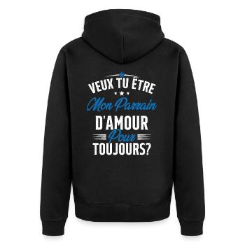 Veux Tu Être Mon Parrain D'amour pour toujours - Veste à capuche bio Premium Unisexe - noir - Dos - Nico (187cm)