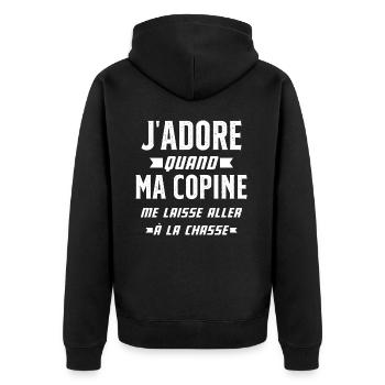 J'adore quand Ma Copine - Veste à capuche bio Premium Unisexe - noir - Dos - Nico (187cm)