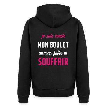 Je suis coach mon boulot vous faire souffrir - Veste à capuche bio Premium Unisexe - noir - Dos - Nico (187cm)