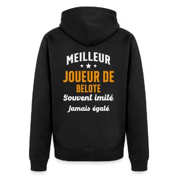 Jamais égalé meilleur Joueur de Belote Cadeau - Veste à capuche bio Premium Unisexe - noir - Dos - Nico (187cm)