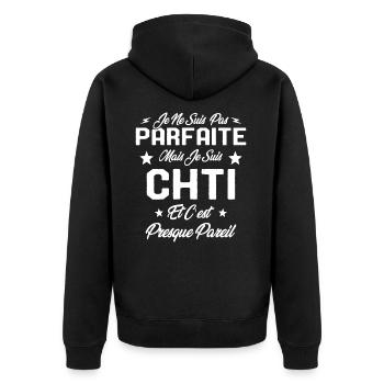 Je ne Suis pas Parfaite Mais je suis Chti Cadeau - Veste à capuche bio Premium Unisexe - noir - Dos - Nico (187cm)